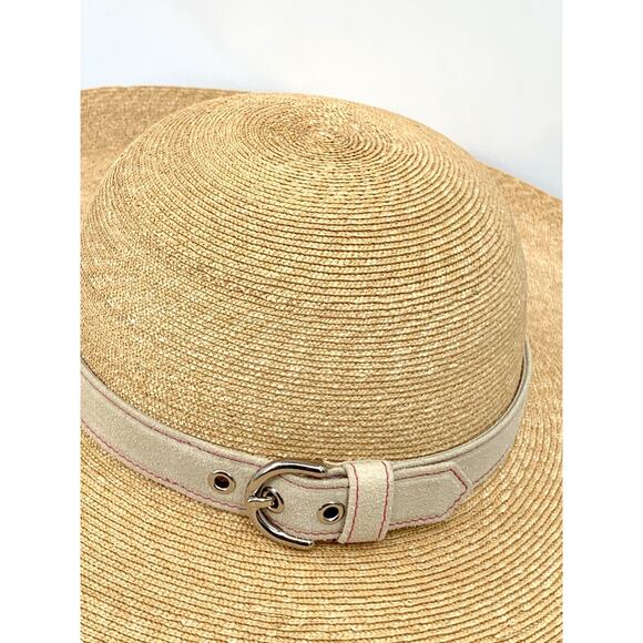 NWT Vintage COACH Straw Beach Sun Hat OS Wide Brim Floppy made in Italy - Picture 5 of 11